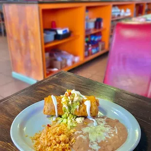 Carnitas Chimichanga (not on the menu--ask nicely!)