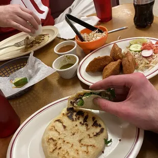 Pupusas, fried plantains, and a few other things that were all amazing with friendly service! :D