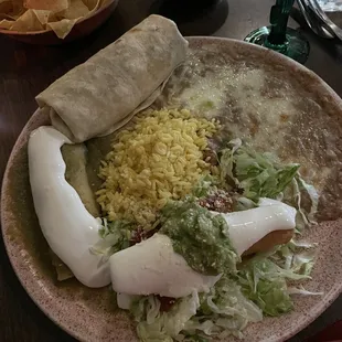 Combination Plate (Large) [Burrito, Flauta, Enchilada Verde]