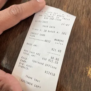 a hand holding a receipt