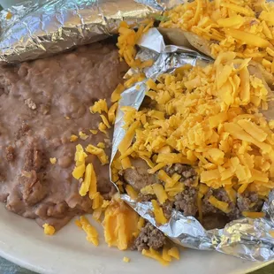 Puffy Taco Plate (no lettuce or tomatoes, don't care for it and no rice, because I ask for double beans because I love them so much).