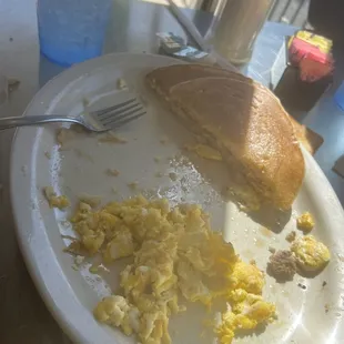 Pancakes with the best sausage ever.  His words, not mine.