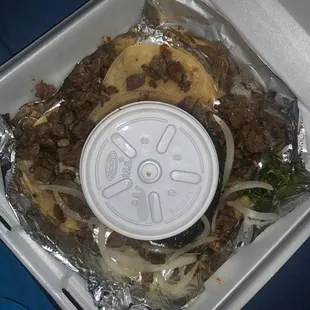 Tacos don't even come made. They come thrown in a box