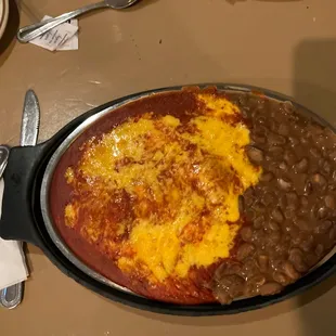 Cheese enchiladas with Red.