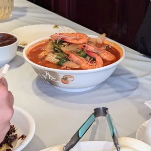 Jampong seafood noodles soup