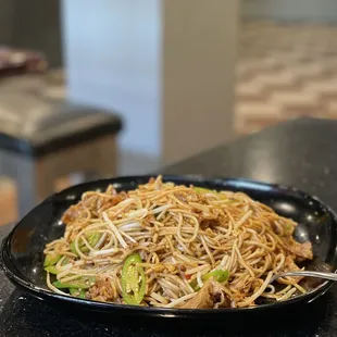 Twice Cooked Pork Chow Mein with Leak