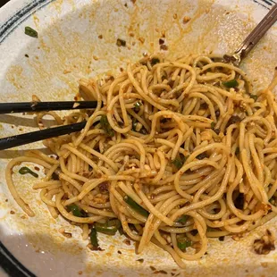 Spicy Dry Noodle after I already ate some....Yum!
