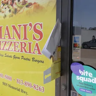 Half hour after they are supposed to be open. Door locked, collections notices stuck in the door.