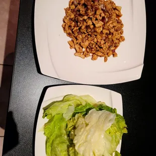 two plates of food on a table