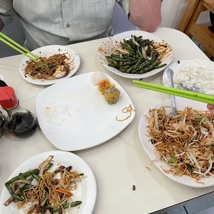 Lo 44. Shrimp Chow Mein, Shumai, Green 64. Braised String Beans