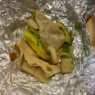 Corn tortilla doesn&apos;t hold up, unseasoned potatoes