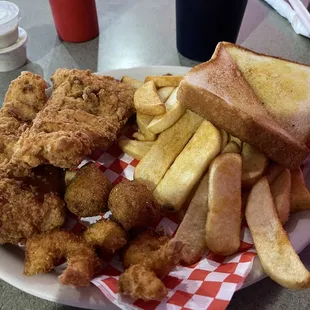 Fish and chips with shrimp mmmmm