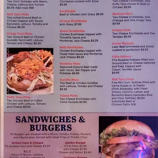 Burgers and Mexican plates