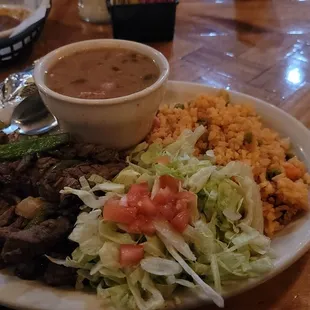 Beef fajita plate sub charro beans  Fajita Plate