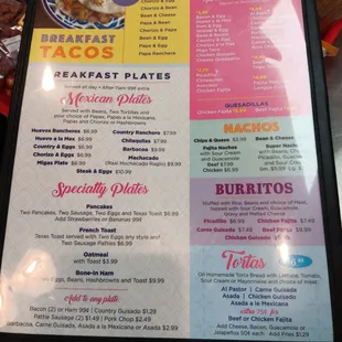 Tia&apos;s Menu