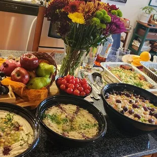 hummus, babaganoush, Mediterranean salad