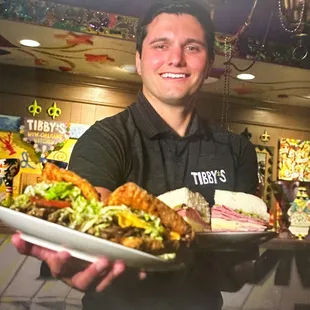 Featured On The Food Network.  Fried Roast Beef Po Boy and Muffuletta.
