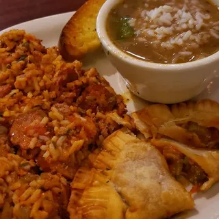 JAMBALAYA, CRAWFISH PIE, CHICKEN GUMBO