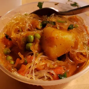 Veg potato bean (alo phing) ($11), vegan by default. Unremarkable.