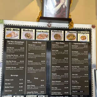 the menu of the restaurant