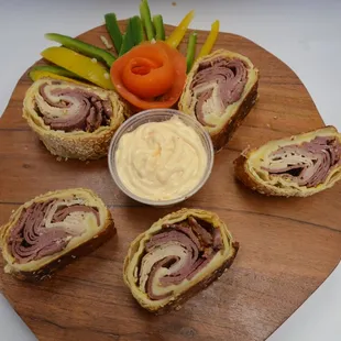 a platter of sandwiches