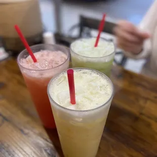 Watermelon, cucumber, and pineapple waters