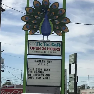 Tic Toc Cafe sign facing Causeway Boulevard.