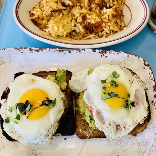 Avocado Egg Toast and Hash Browns