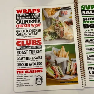 a menu for a restaurant