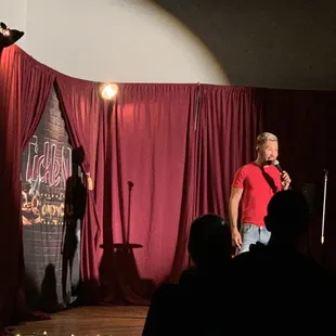 Hilarious comedian during show