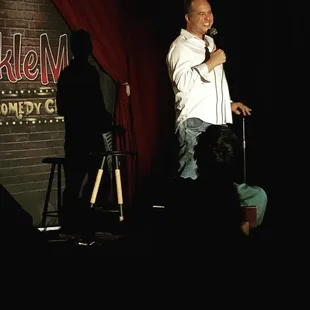 a man holding a microphone