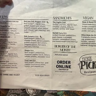 the menu