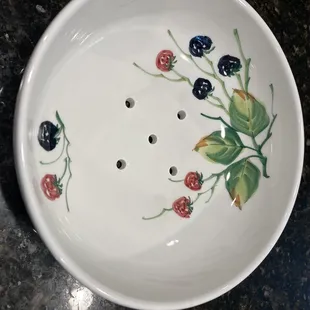 Adorable colander glass bowl