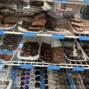 a variety of desserts on display