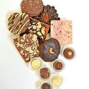 Buckeyes, opera creams, sea salt caramels, almond toffees, turtle bites, pretzels, and barks; a complete cornucopia of deliciousness.