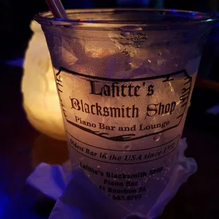 a drink in a plastic cup
