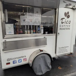 Mobile coffee stand outside