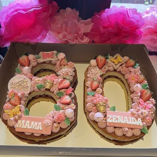 Strawberry &amp; chocolate #80 birthday cake. Delicious!!