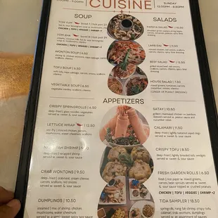 sushi and sashimi, menu