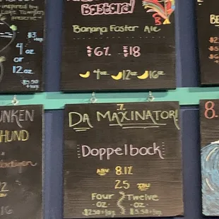 Beer menu as of 2/15/2022