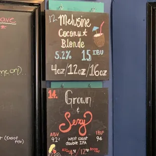 Beer menu as of 2/15/2022