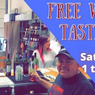 two people sitting at a table with bottles of wine