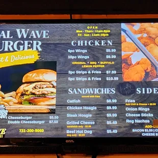 the menu and prices
