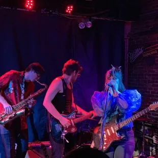 a band playing on stage