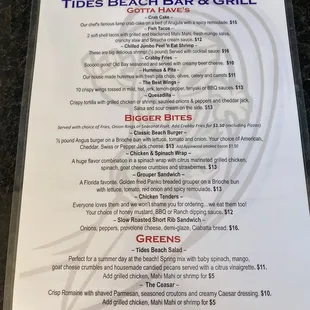 Current food menu, 4.19.2021