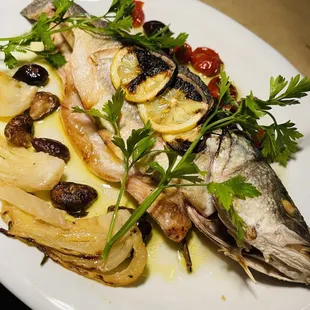 Oven roasted branzino