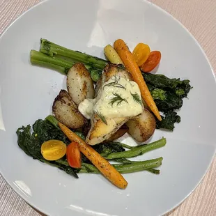 Sea bass and vegetables weekly fish special