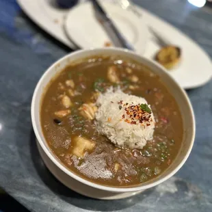 Gumbo with big pieces of seafood!