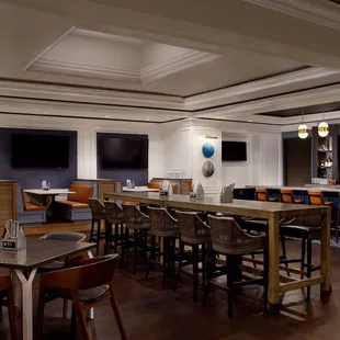 tables and chairs in a restaurant