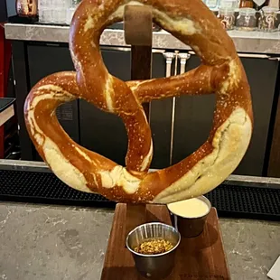 Pretty good pretzel with beer cheese and mustard.